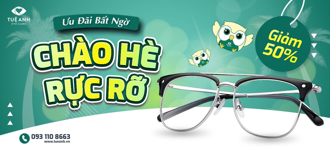 ưu đãi chào hè, giảm 50% gọng kính 