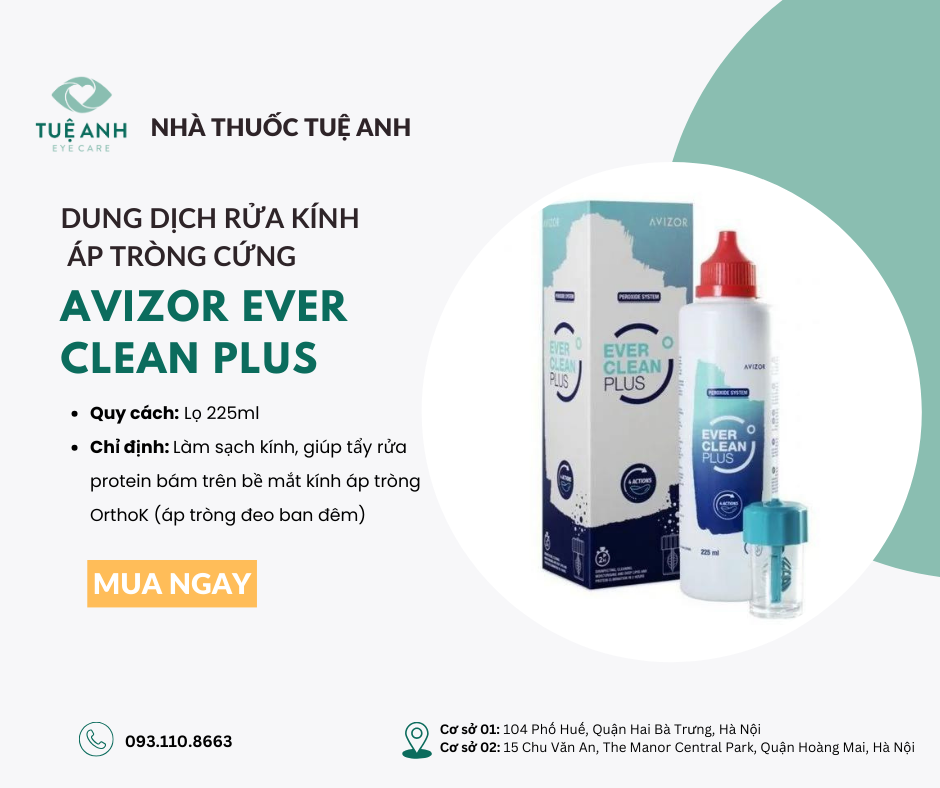 DUNG DỊCH RỬA KÍNH ÁP TRÒNG CỨNG AVIZOR EVER CLEAN PLUS 225ML