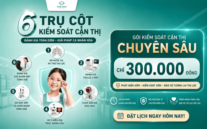 Chỉ 300.000Đ: Giải mã chính xác tình trạng cận thị của con cùng gói Khám kiểm soát cận thị chuyên sâu tại Tuệ Anh 